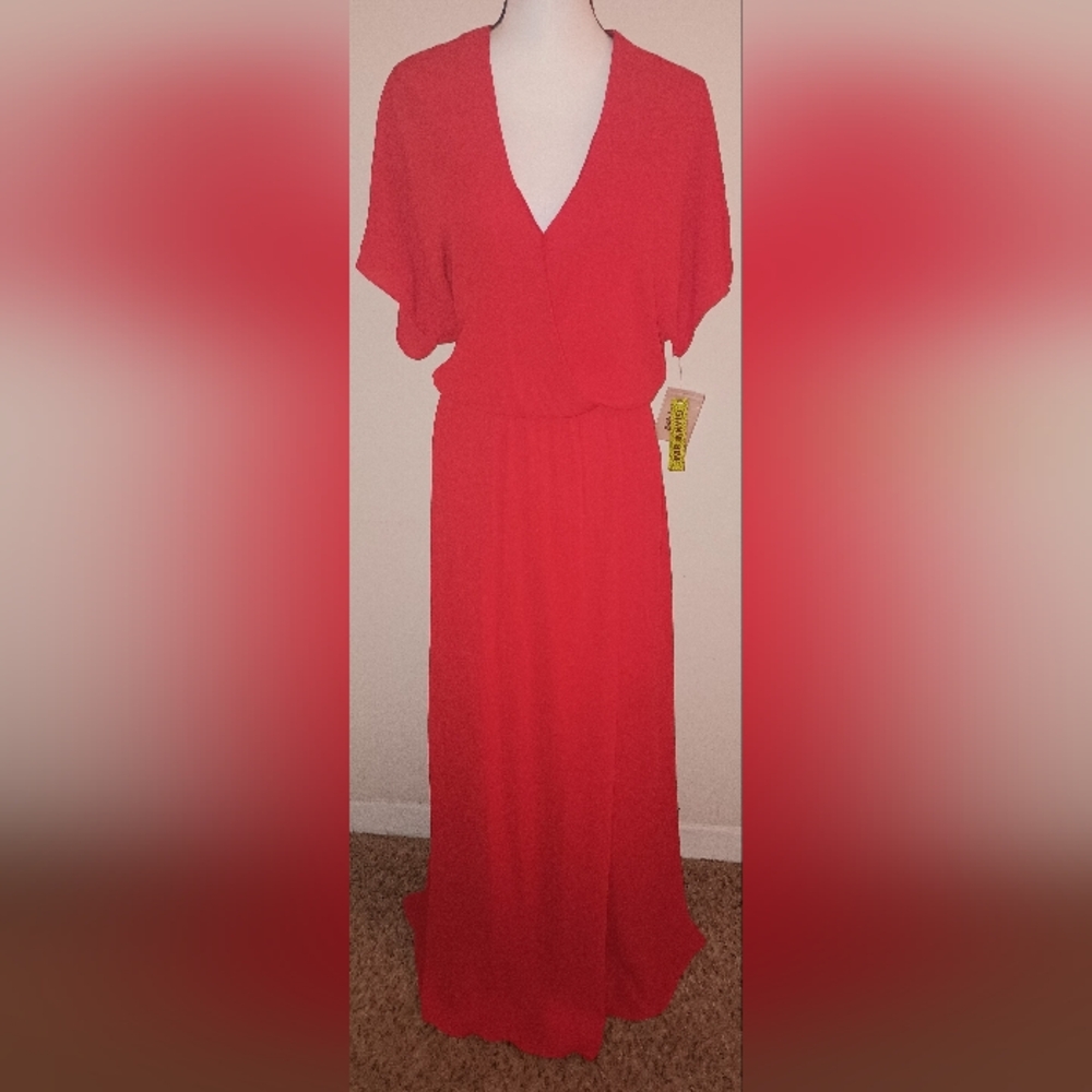 New Gianni Bini Vibrant Red Maxi Dress SZ 2XL